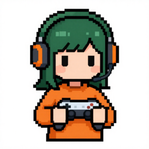 freepik pixel art cartoon female hero with headphones hold 54179