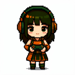 freepik pixel art cartoon female hero with headphones with 54178